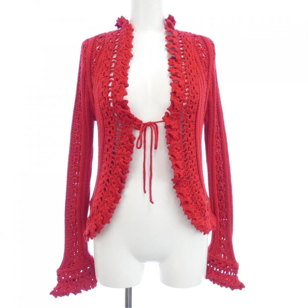 CHANEL Red Crochet Cardigan
